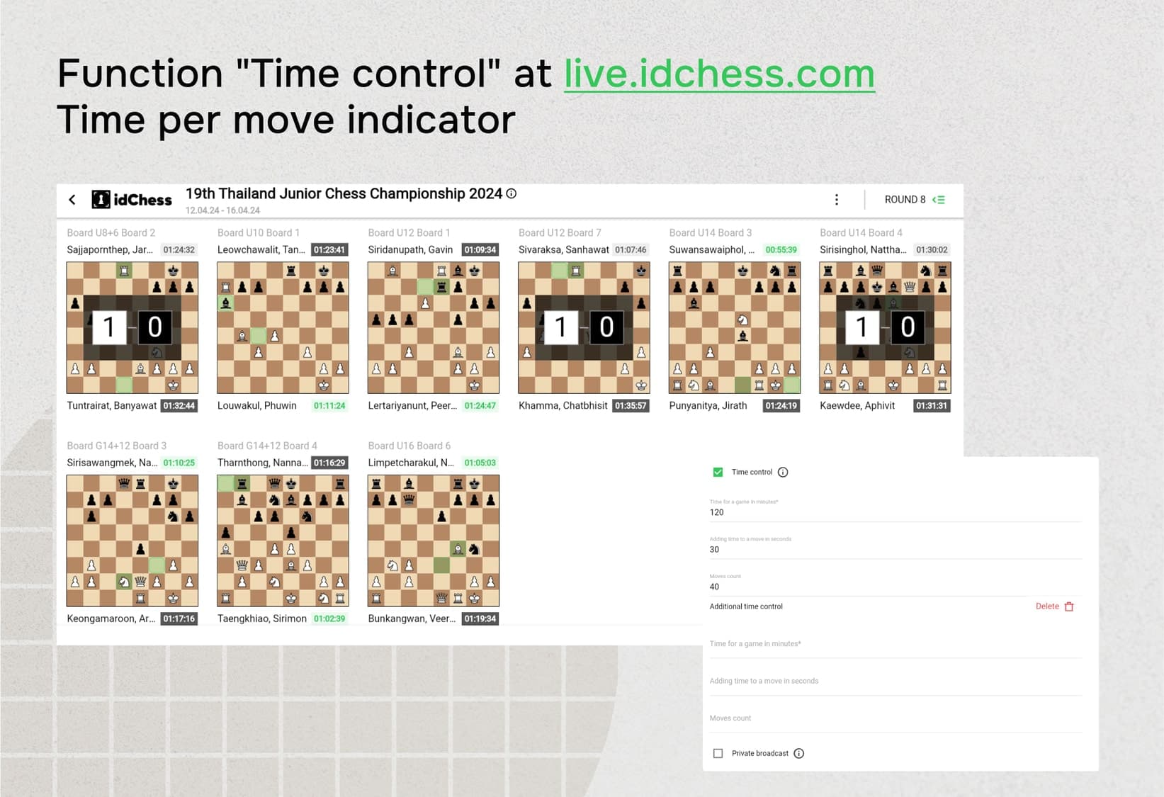 How to use time control in idChess?